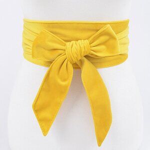 BNWT Brand New Yellow Velvet  Wrap Belt Obi Belt